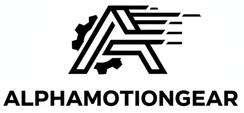Create a unique black color logo for AlphaMotionGear